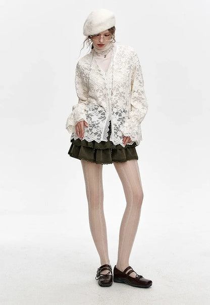 Blusa de Renda Feminina Elegância Suave Claire