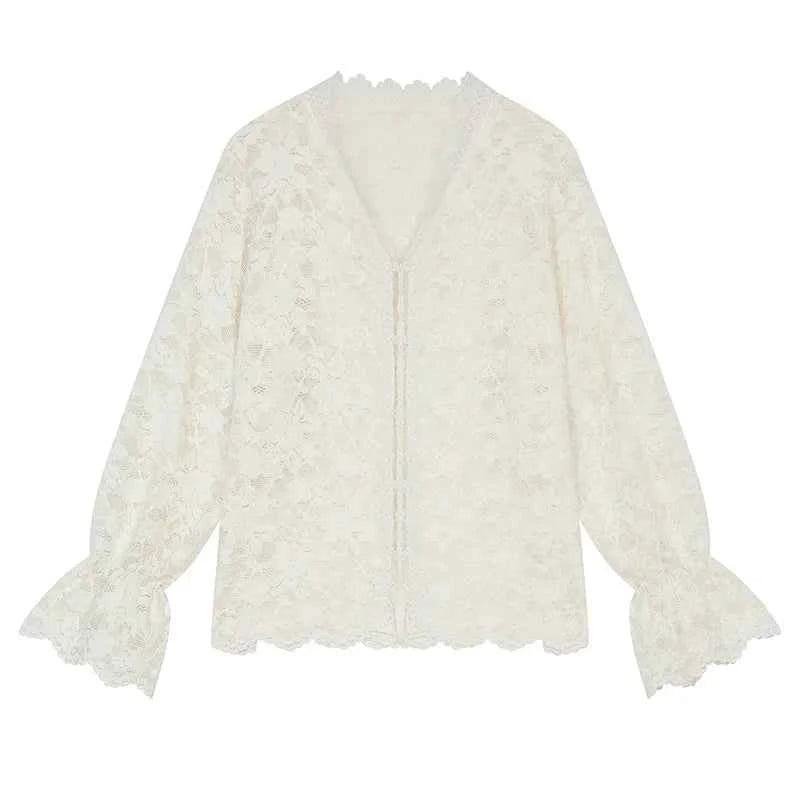 Blusa de Chiffon com Renda V - Elegância Atemporal