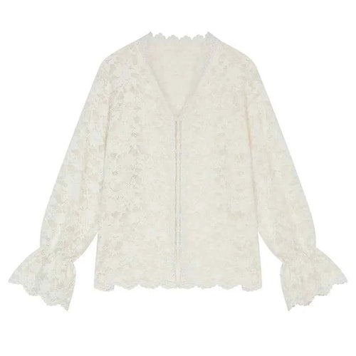 Blusa de Chiffon com Renda V - Elegância Atemporal