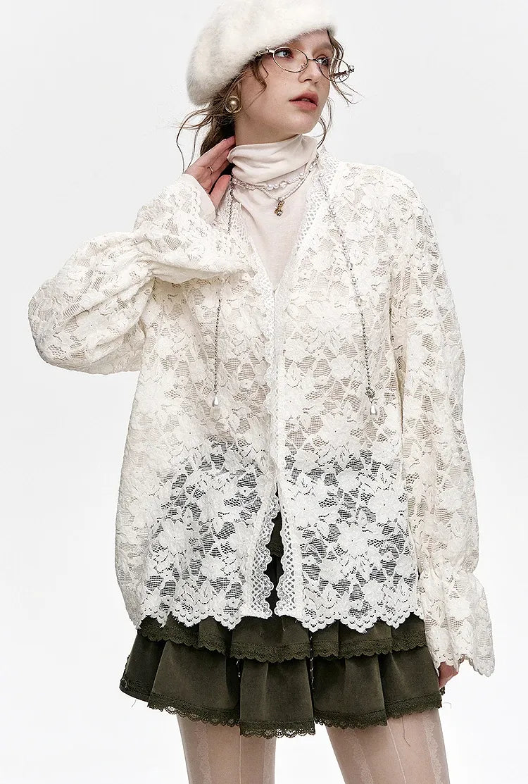 Blusa de Renda Feminina Elegância Suave Claire