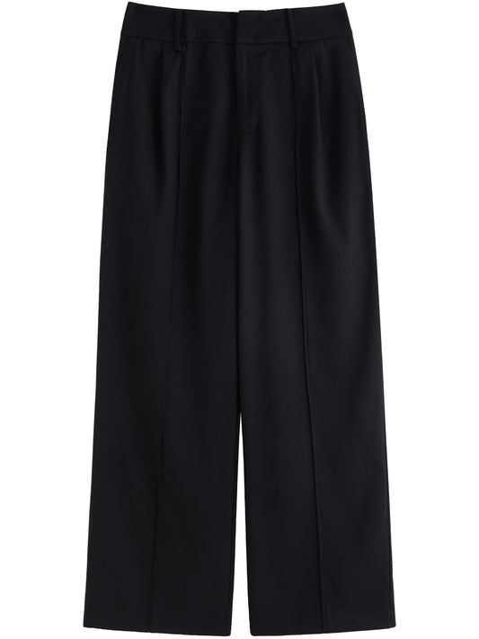 DUSHU Office Lady Wool Straight Leg Casual Pants 2024 Autumn New Women's Loose Wide Leg Slimming High Waisted Pants 24DH83015