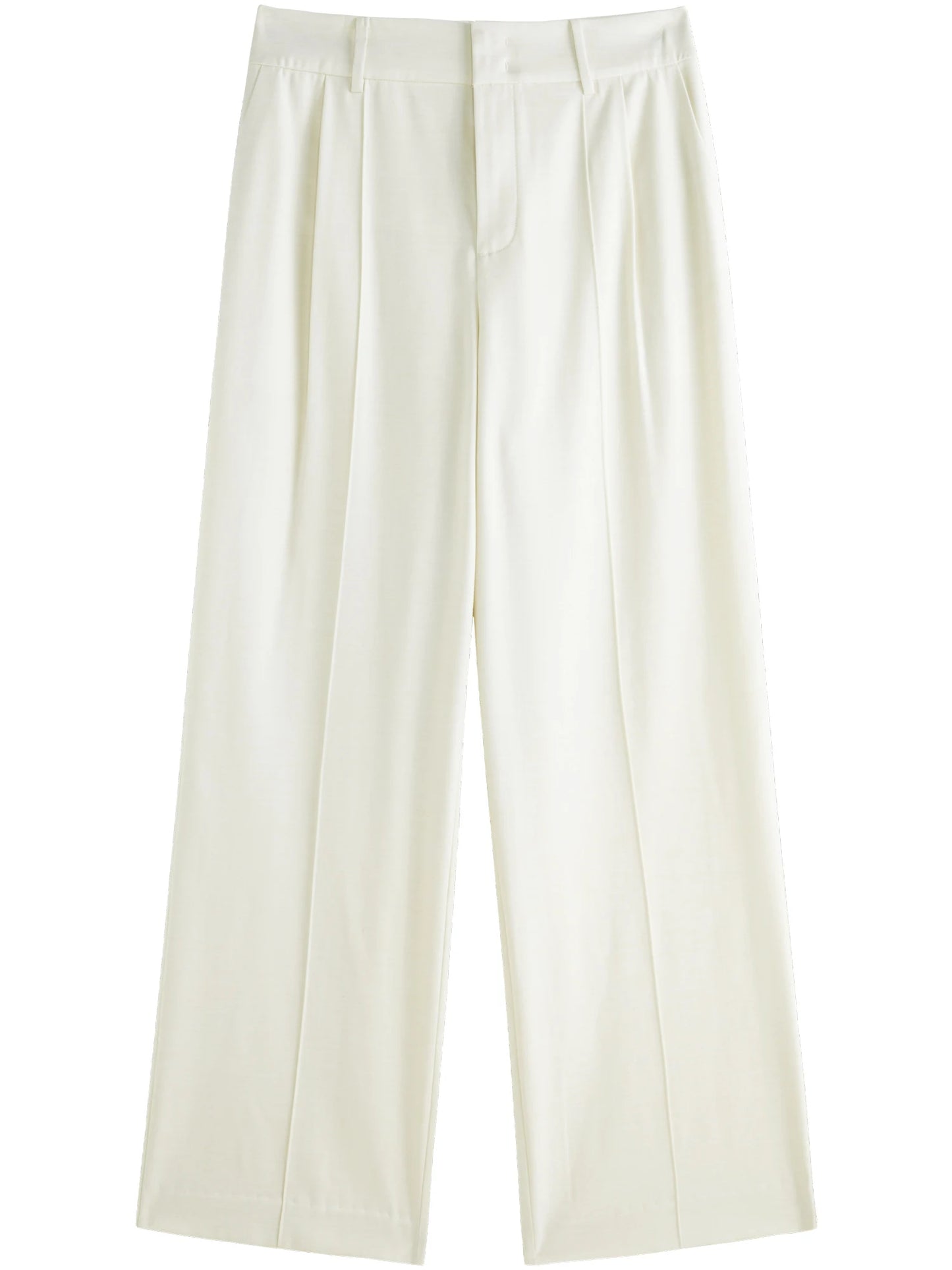 Calça Wide Leg Feminina Lady Wool Bege – Cintura Alta e Estilo Elegante - AlmaChic