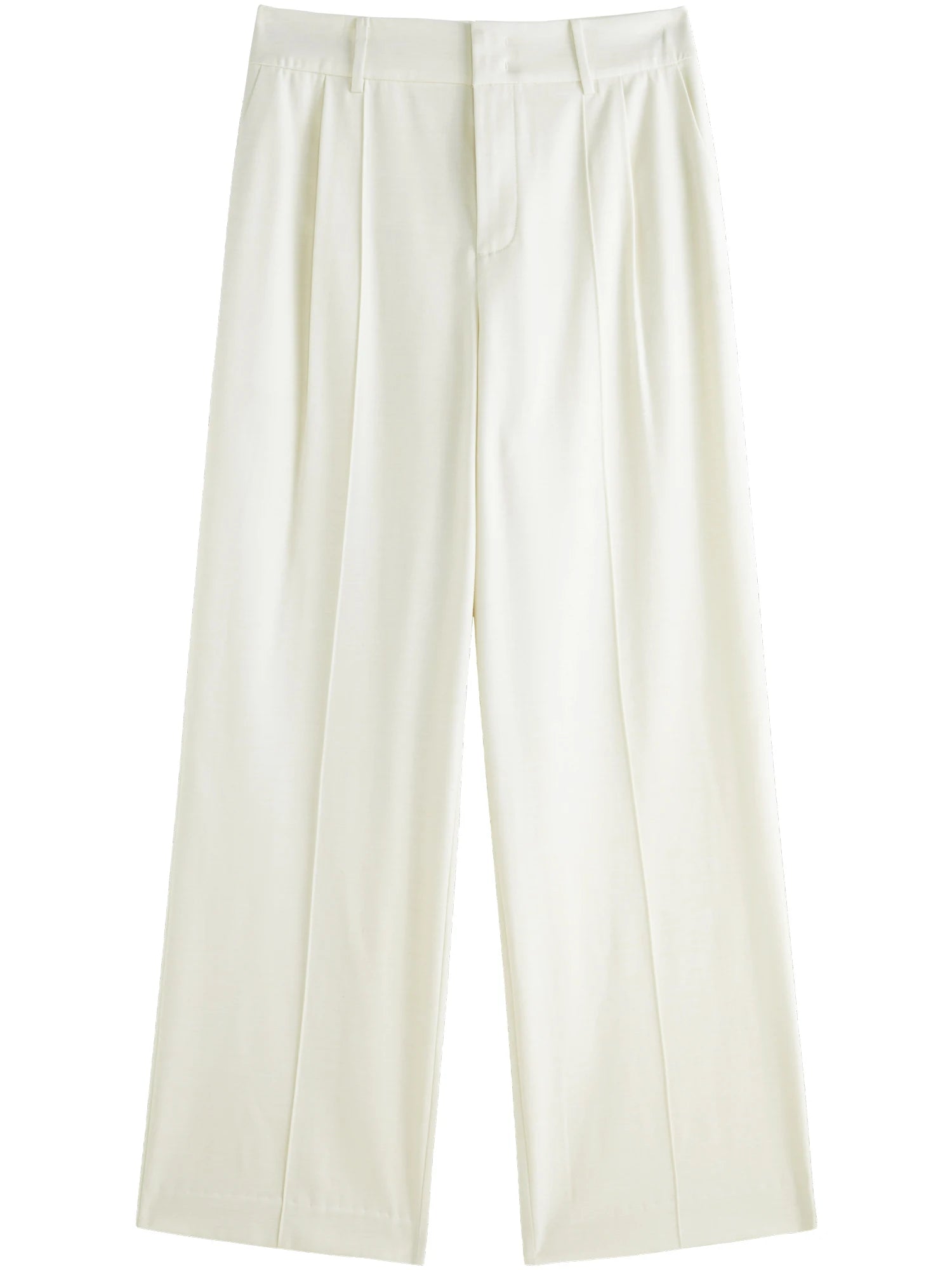 Calça Wide Leg Feminina Lady Wool Bege – Cintura Alta e Estilo Elegante - AlmaChic