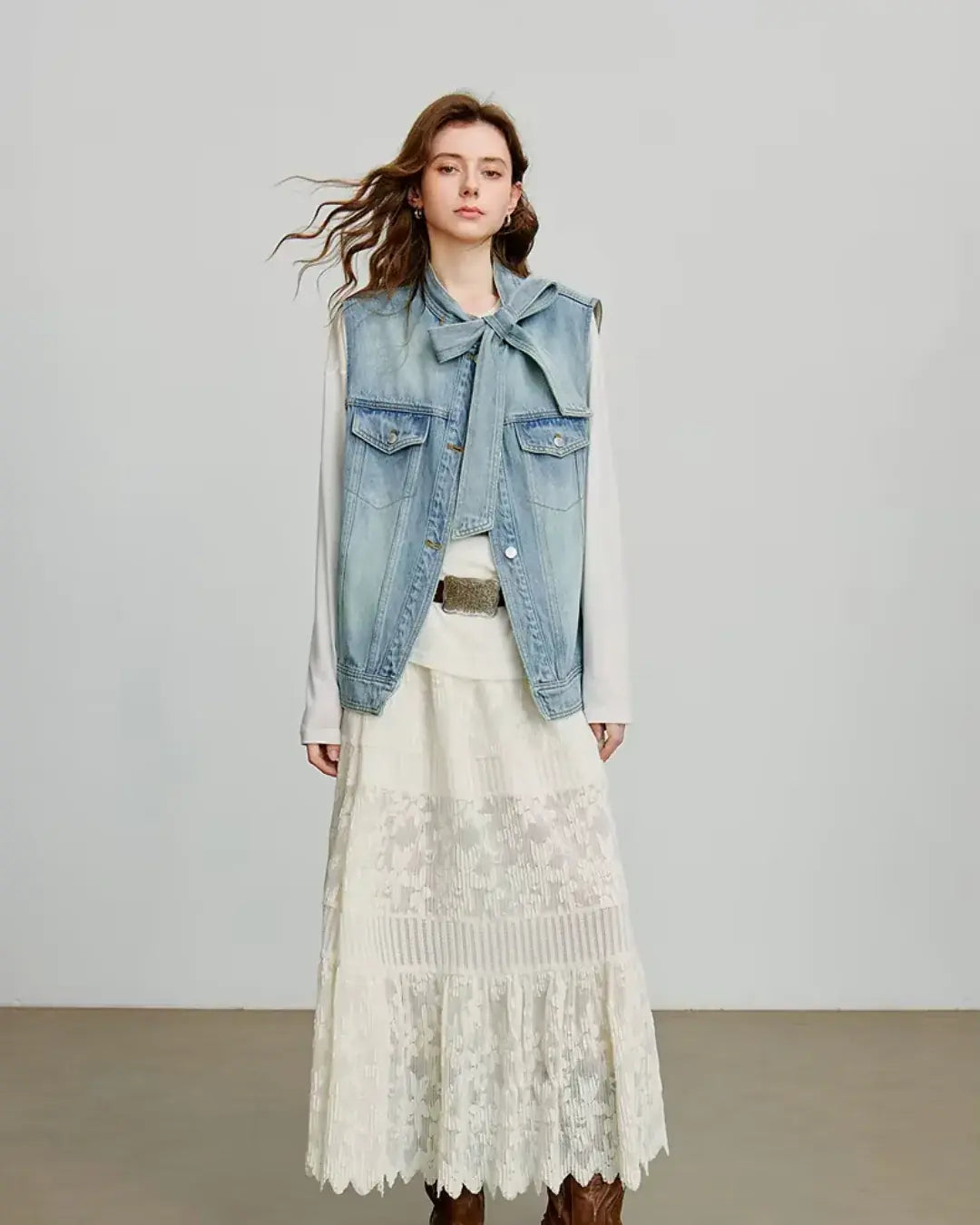 Colete Jeans Feminino Aurora Patch