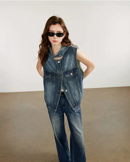 Colete Jeans Feminino Aurora Patch