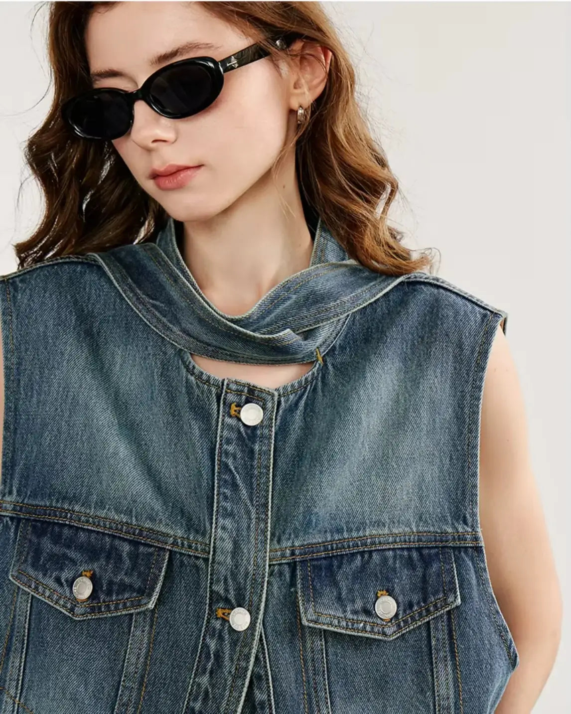 Colete Jeans Feminino Aurora Patch