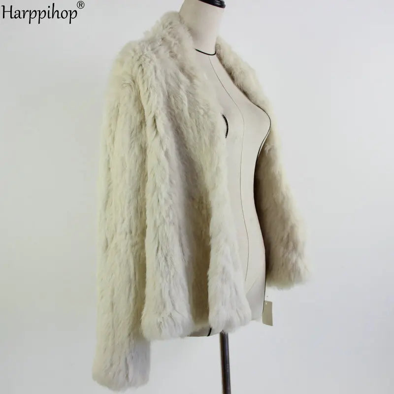 Chaqueta de punto de piel de conejo para mujer, abrigo de piel de moda para invierno, gran oferta, 2021