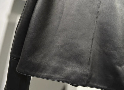 Casacos curtos de pele de carneiro feminino harajuku moda jassen dames fino jaqueta de couro legítimo gola quadrada na moda streetwear casaco