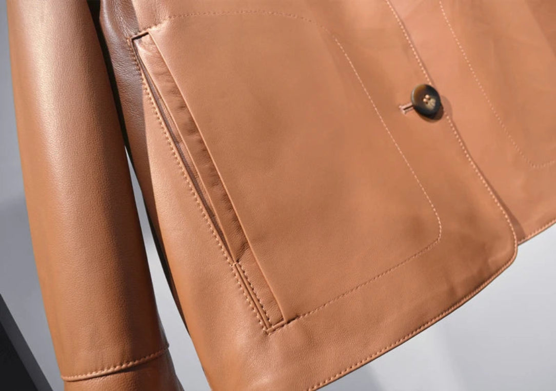 Casacos curtos de pele de carneiro feminino harajuku moda jassen dames fino jaqueta de couro legítimo gola quadrada na moda streetwear casaco