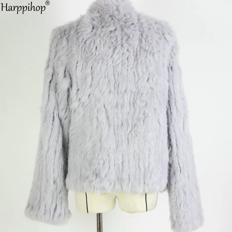 Chaqueta de punto de piel de conejo para mujer, abrigo de piel de moda para invierno, gran oferta, 2021