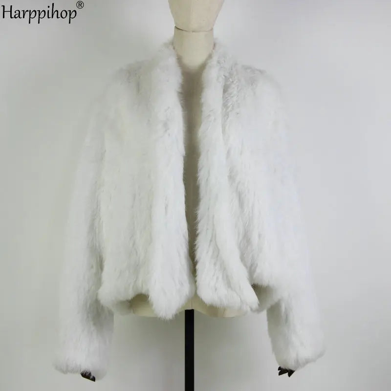 Chaqueta de punto de piel de conejo para mujer, abrigo de piel de moda para invierno, gran oferta, 2021