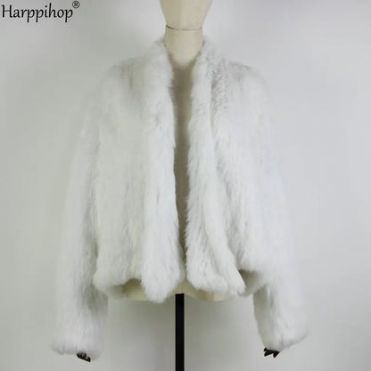 Chaqueta de punto de piel de conejo para mujer, abrigo de piel de moda para invierno, gran oferta, 2021