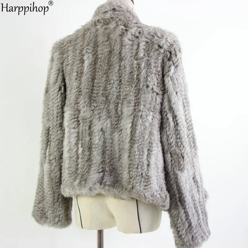 Chaqueta de punto de piel de conejo para mujer, abrigo de piel de moda para invierno, gran oferta, 2021