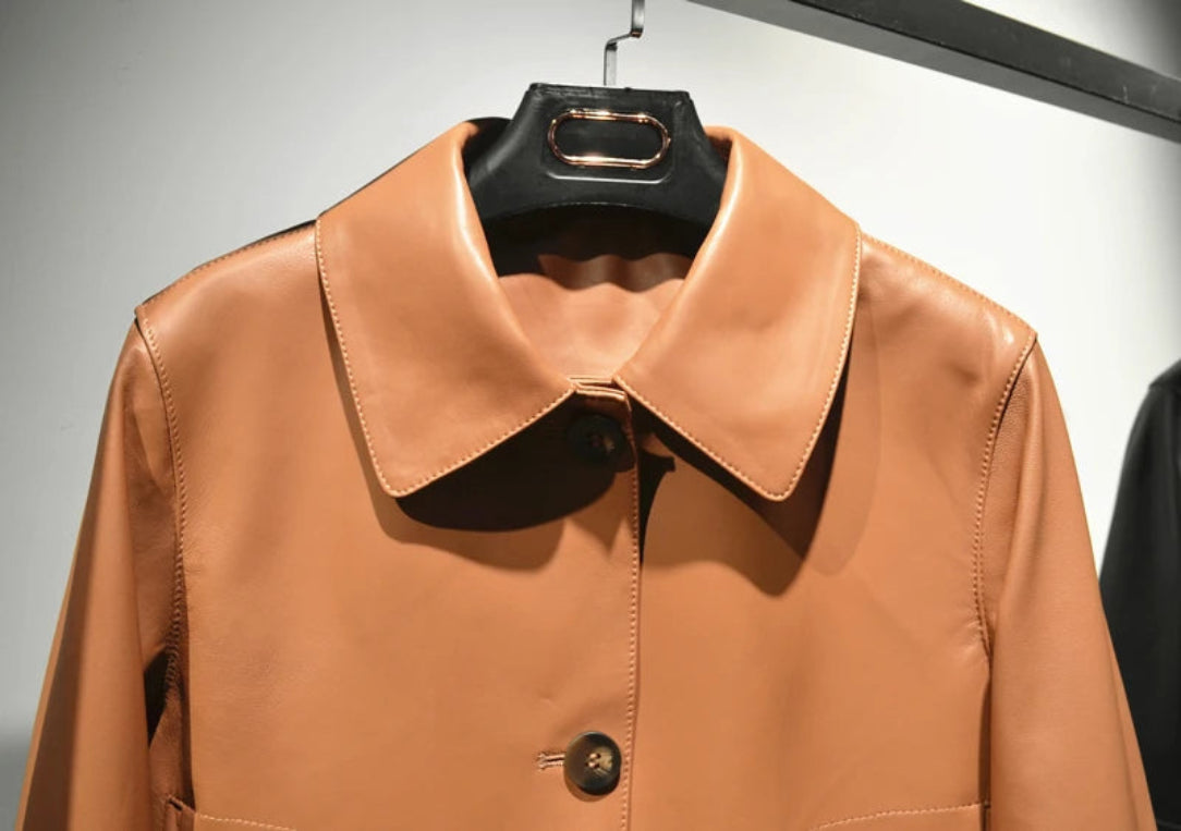 Casacos curtos de pele de carneiro feminino harajuku moda jassen dames fino jaqueta de couro legítimo gola quadrada na moda streetwear casaco