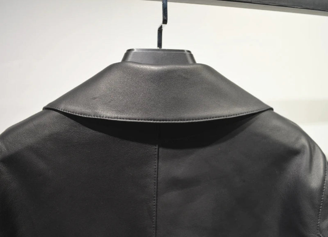Casacos curtos de pele de carneiro feminino harajuku moda jassen dames fino jaqueta de couro legítimo gola quadrada na moda streetwear casaco