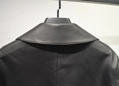 Casacos curtos de pele de carneiro feminino harajuku moda jassen dames fino jaqueta de couro legítimo gola quadrada na moda streetwear casaco