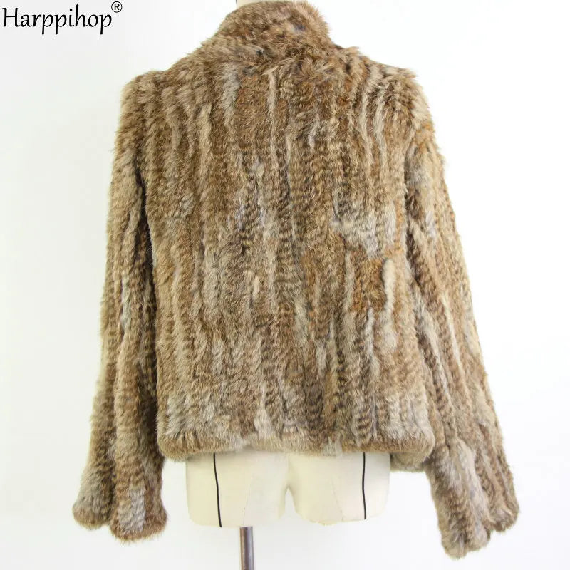 Chaqueta de punto de piel de conejo para mujer, abrigo de piel de moda para invierno, gran oferta, 2021