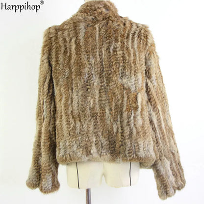 Chaqueta de punto de piel de conejo para mujer, abrigo de piel de moda para invierno, gran oferta, 2021