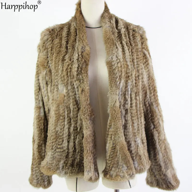 Chaqueta de punto de piel de conejo para mujer, abrigo de piel de moda para invierno, gran oferta, 2021