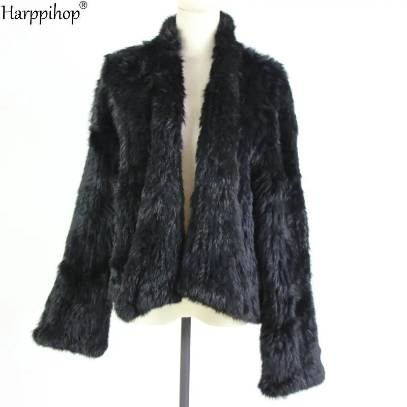 Chaqueta de punto de piel de conejo para mujer, abrigo de piel de moda para invierno, gran oferta, 2021