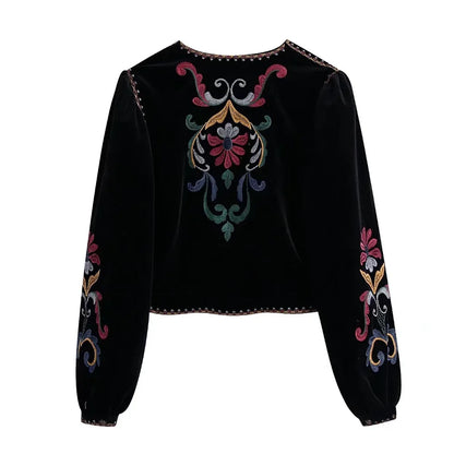 Xeseay jaqueta de inverno feminina 2022 casaco bordado manga longa outerwear o pescoço vintage ponto aberto casual veludo cintura casaco
