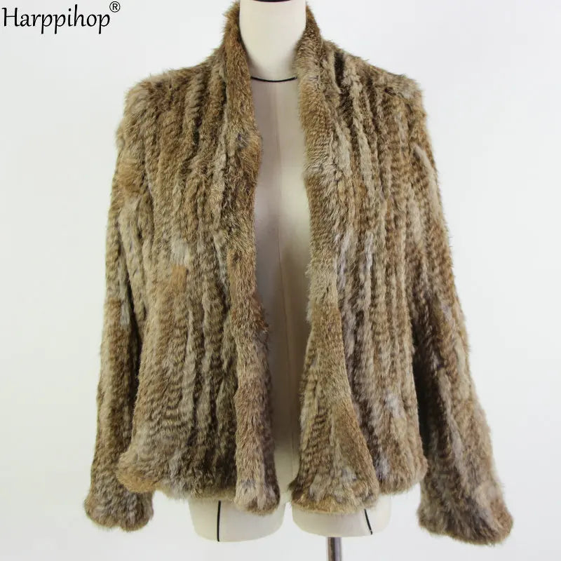 Chaqueta de punto de piel de conejo para mujer, abrigo de piel de moda para invierno, gran oferta, 2021