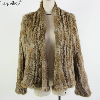 Chaqueta de punto de piel de conejo para mujer, abrigo de piel de moda para invierno, gran oferta, 2021