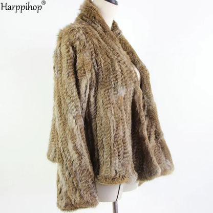 Chaqueta de punto de piel de conejo para mujer, abrigo de piel de moda para invierno, gran oferta, 2021