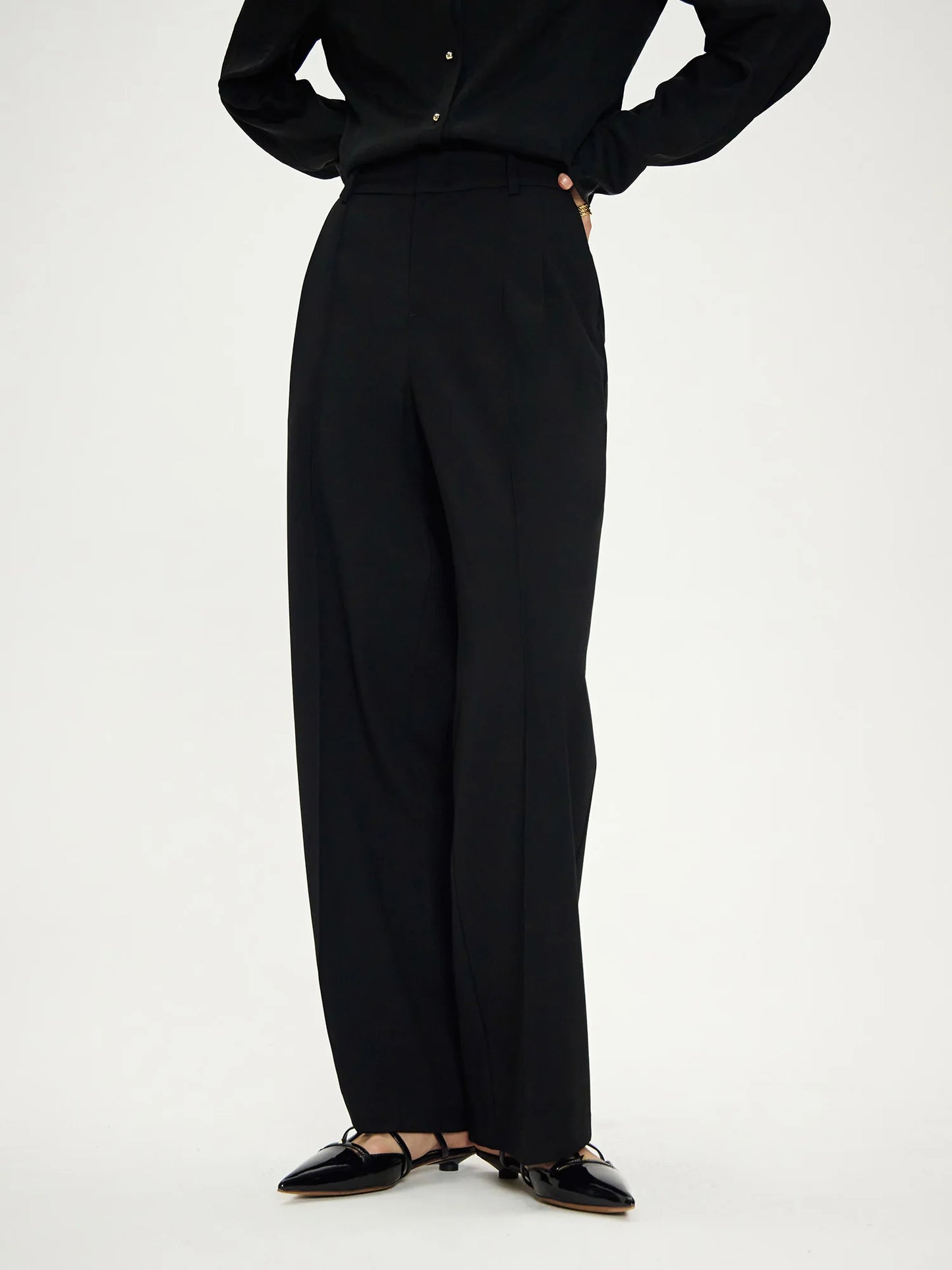 Calça Wide Leg Feminina Lady Wool Preta - AlmaChic