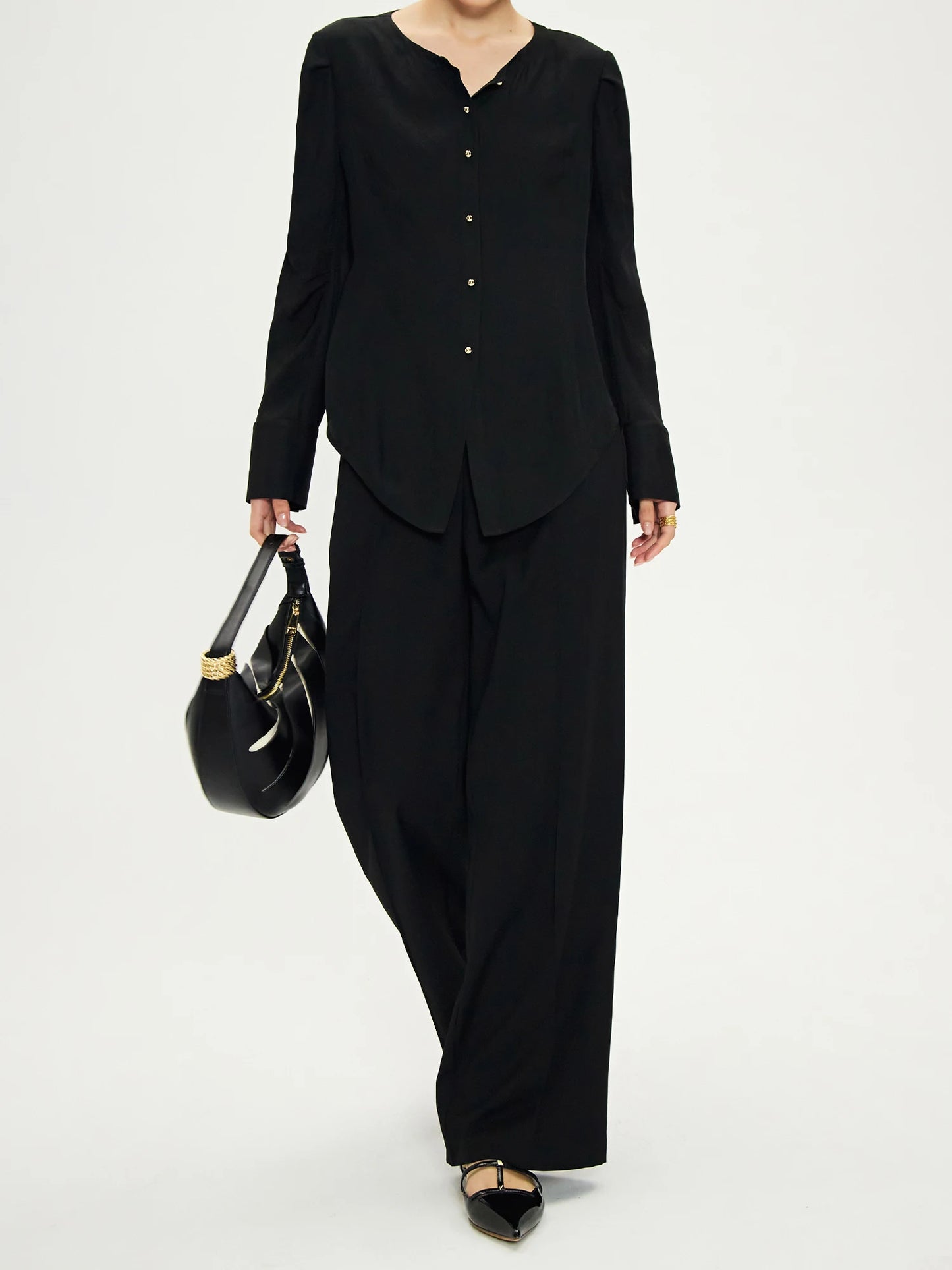 Calça Wide Leg Feminina Lady Wool Preta - AlmaChic