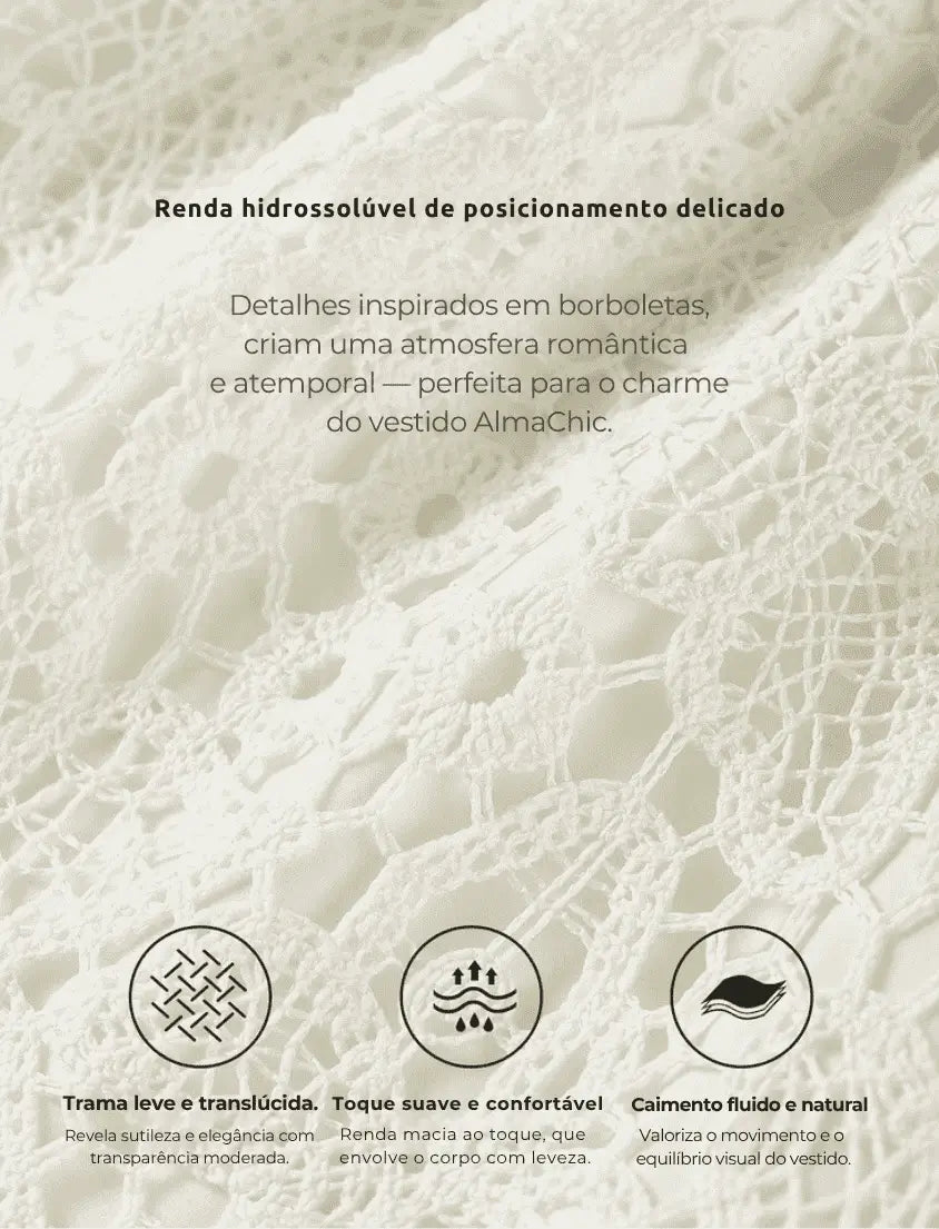 Vestido Longuinho de Renda Belle Époque – Leveza e Sofisticação Natural