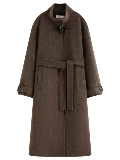 Casaco de Lã Longo Feminino Marrom Helena Windsor