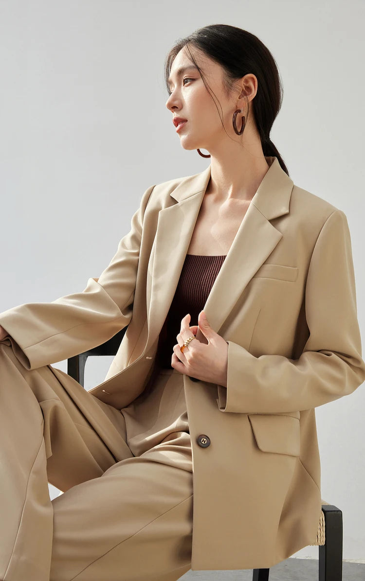 Sentubila textura solta casaco sob medida para mulher 2025 outono turn down collar escritório senhora trabalho negócios feminino blazer 143x56249