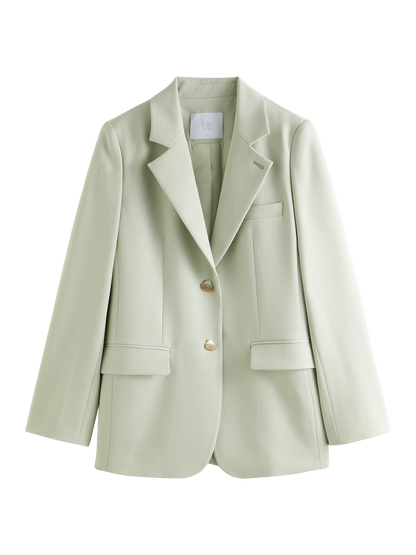 Fsle versátil estilo elegante blazer jaqueta para mulher 2025 nova chegada design exclusivo escritório solto topo verde chique casaco 25fs11075