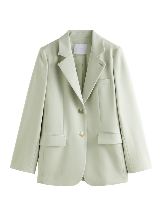 Fsle versátil estilo elegante blazer jaqueta para mulher 2025 nova chegada design exclusivo escritório solto topo verde chique casaco 25fs11075
