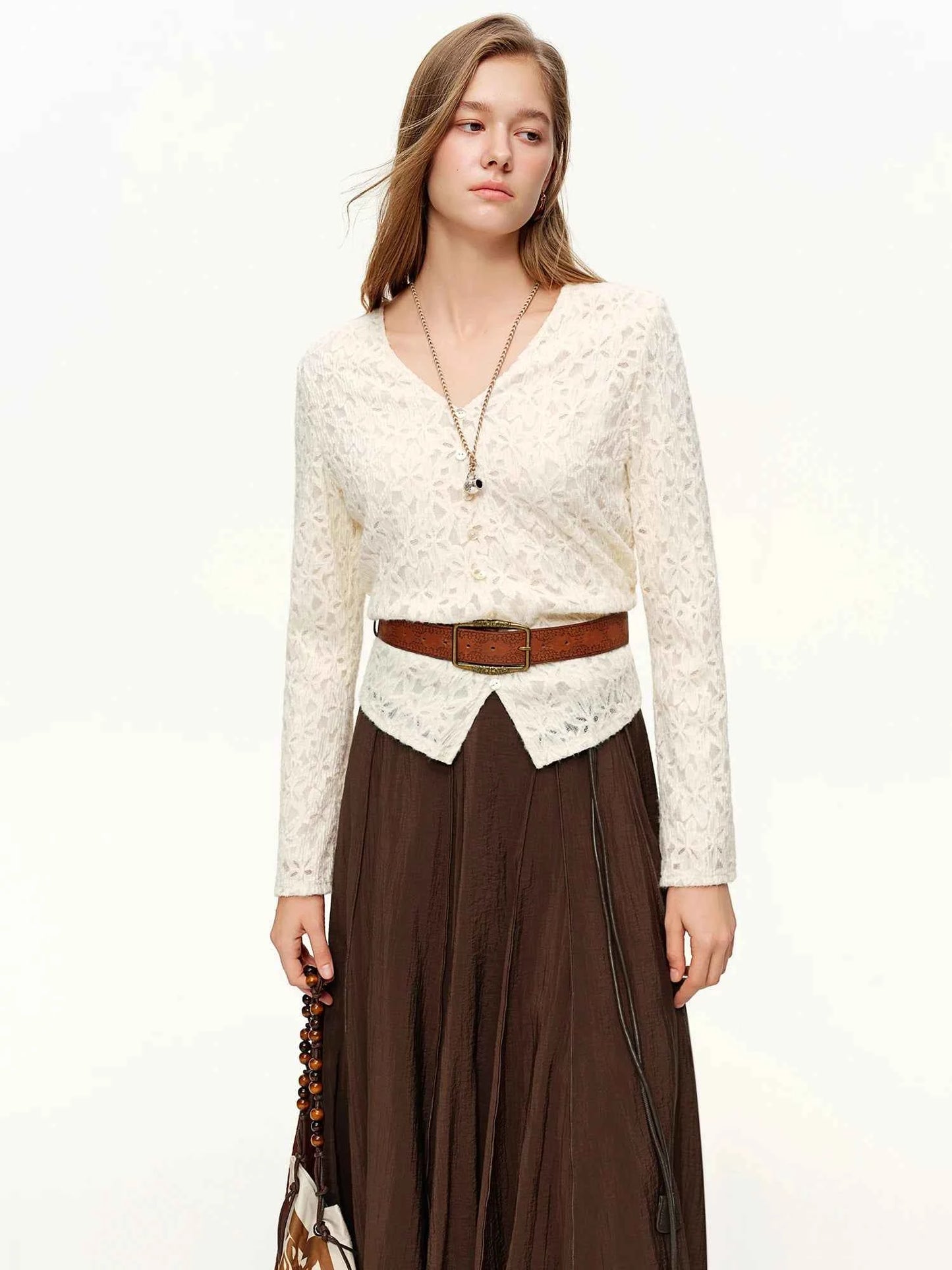 Blusa Elegante Feminina Texturizada com Renda Camille