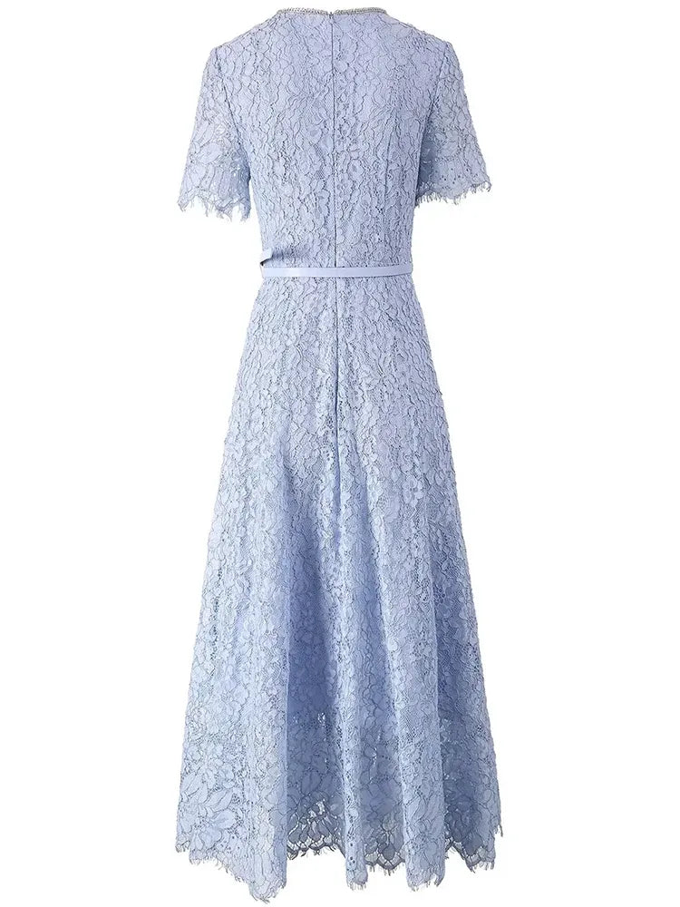 Vestido de Renda Midi Elegante Valentina Rubra