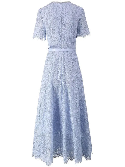 Vestido de Renda Midi Elegante Valentina Rubra