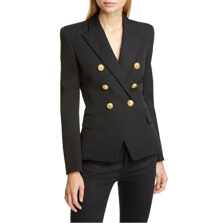 Blazer Feminino Majestic Gold – Alfaiataria com Botões Dourados