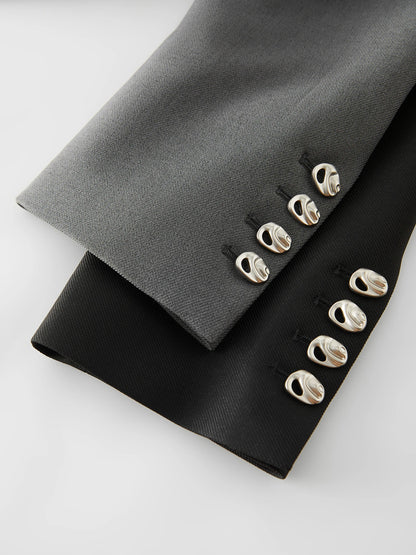 FSLE Women Spring Black Suit Sets Office Lady Temperament Short Single Button Blazers Full Length Trousers 25FS11065+25FS11066