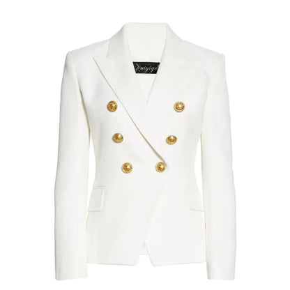 Blazer Feminino Majestic Gold – Alfaiataria com Botões Dourados