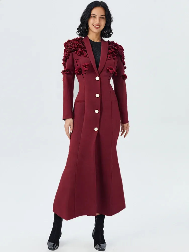 Vestido Longo de Festa Floréal Lumière – Alta Alfaiataria com Aplicações Florais Artesanais