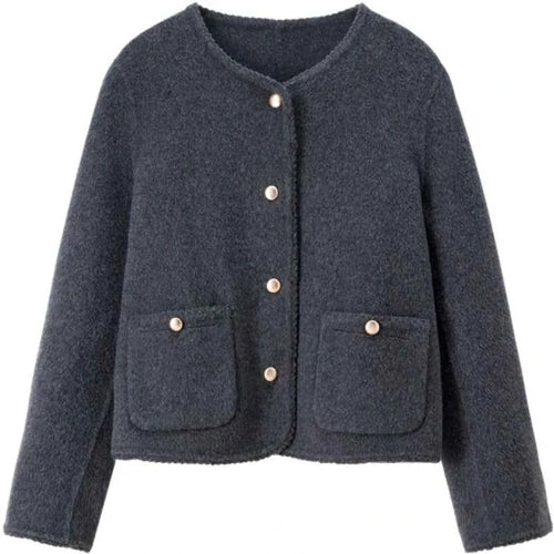 Casaco de Lã Feminino Élise – Elegância Bouclé em Lã 100%