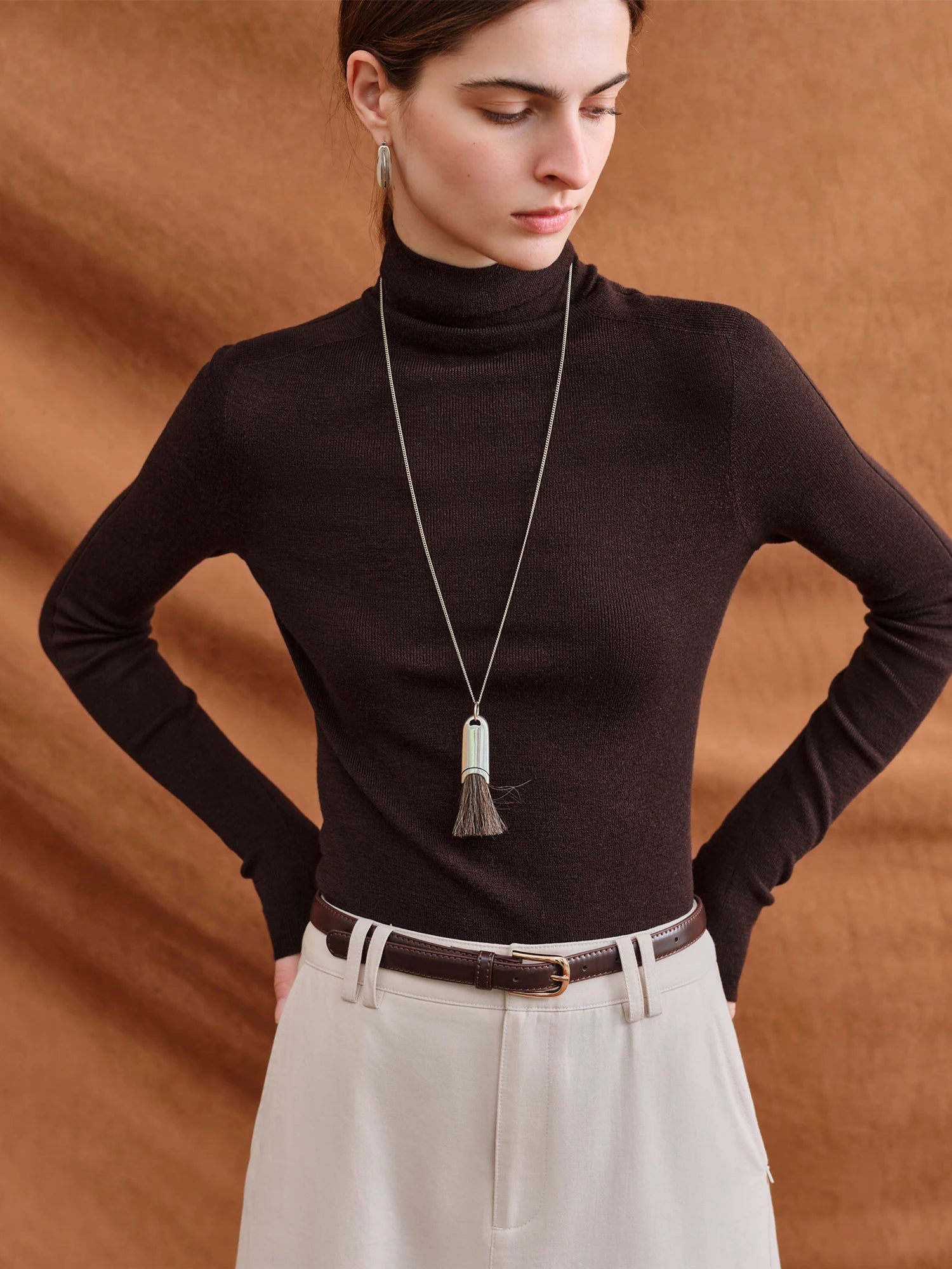 Blusa Térmica Feminina Vienne Gola Alta marrom AlmaChic