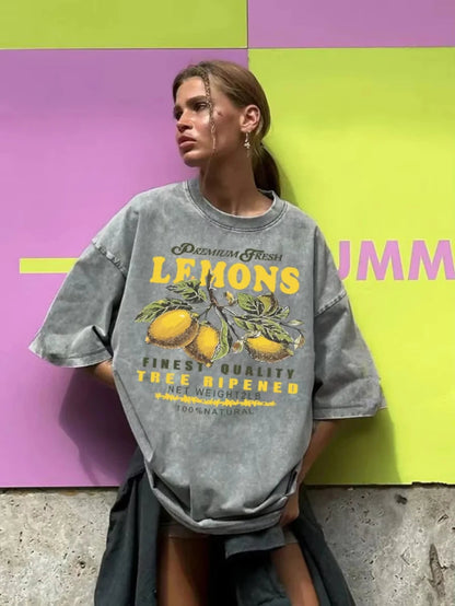 Camiseta Premium Oversized Lemons - AlmaChic