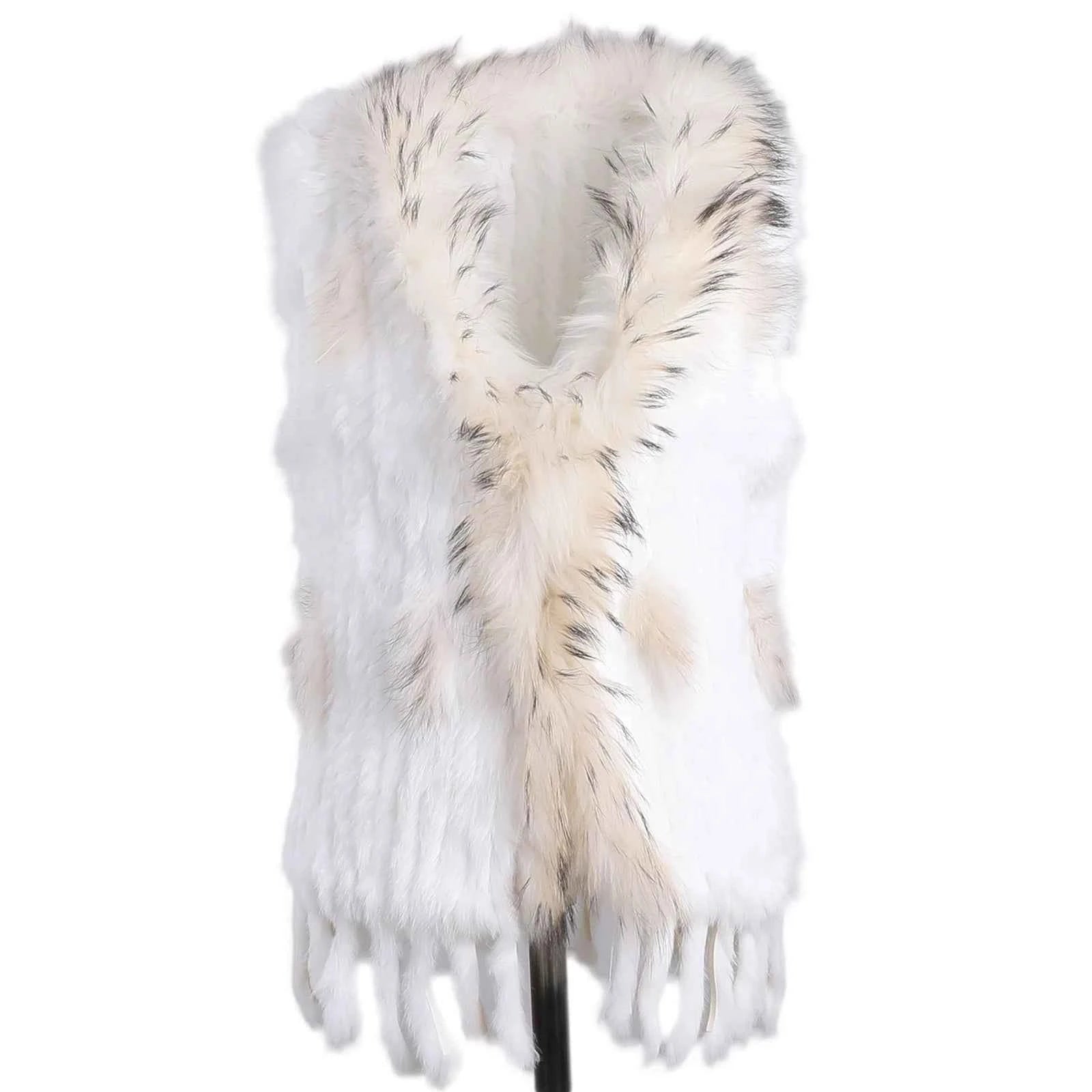 Colete de Pele de Coelho com Guaxinim — Elegância Atemporal