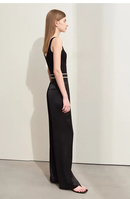 Calça Pantalona Feminina Cintura Alta Alfaiataria Summer Light - AlmaChic