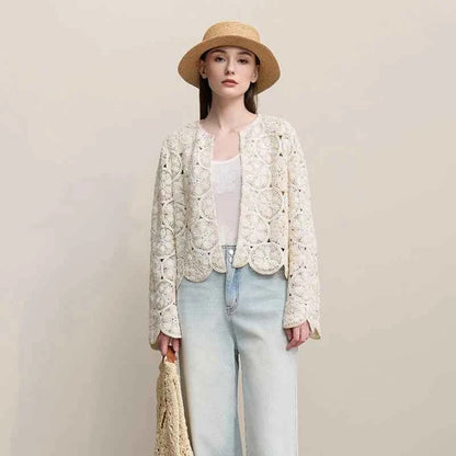 Jaqueta Crochê Elegante Feminina — Presença e Sofisticação