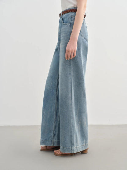 Dushu 2025 verão plus size galaxy meteor jeans de cintura alta prata-em relevo calças jeans de perna larga 25ds82056