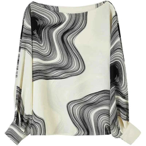 Blusa Chiffon Estampada Élise Marbre — Elegância Contemporânea com Leveza Absoluta